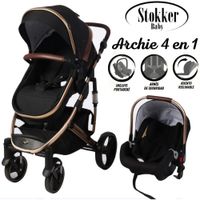 Coche Moises de Lujo 4 en1 Con Porta Bebé Stokker Baby Negro