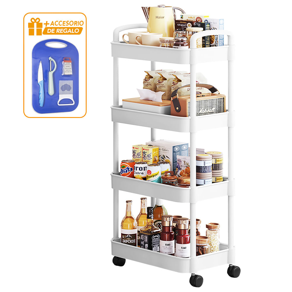 Carrito Organizador 4 Niv para Cocina JK4 Y Set de 5 Accesorios A60