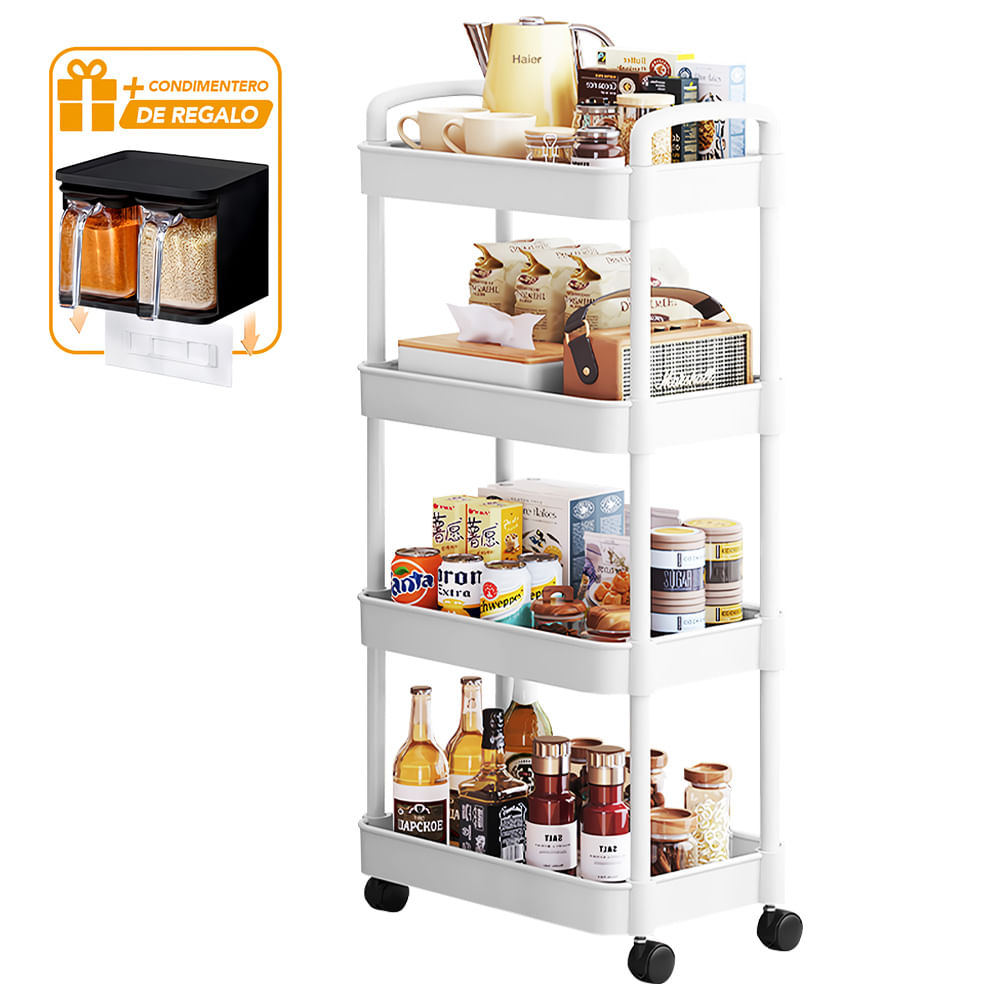 Carrito Organizador 4 Niveles JK4 Y Condimentero Colgante NG F48