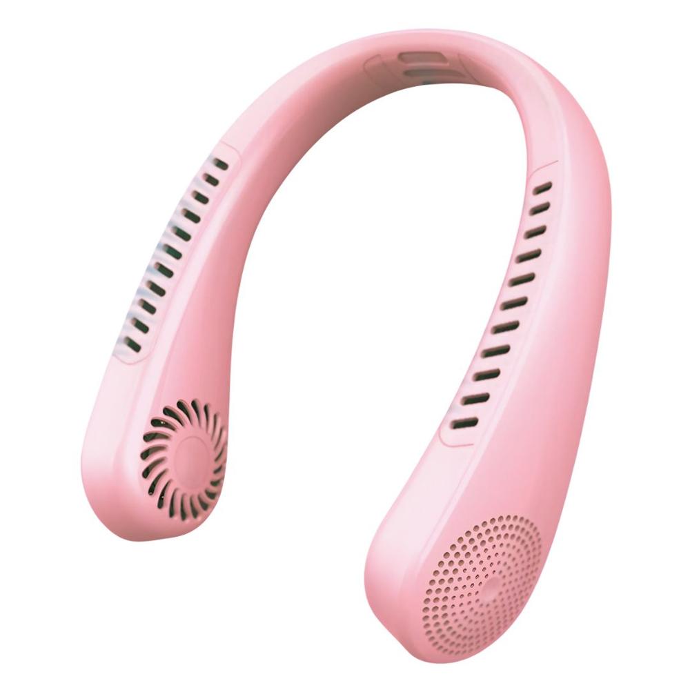 Ventilador de Cuello Recargable 5 Velocidades con Pantalla Digital Q7 Rosado
