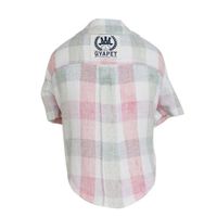 CAMISA MASCOTAS CUADROS VERDE Y ROSA ALGODÓN TALLA L