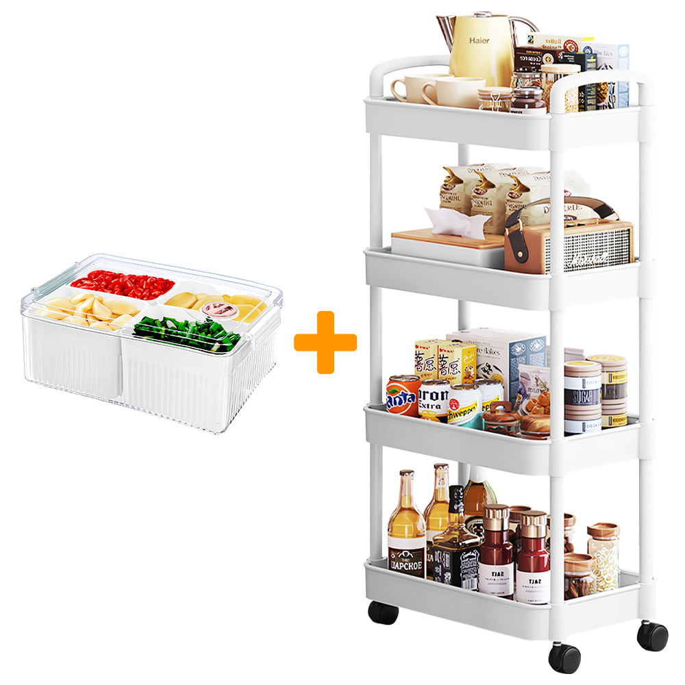 Carrito Organizador 4 Niveles JK4 Y Contenedor de Alimentos BL F30