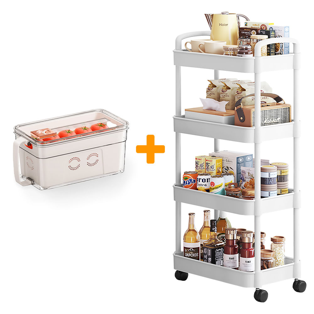 Carrito Organizador 4 Niveles para Cocina JK4 Y Táper Hermético A10