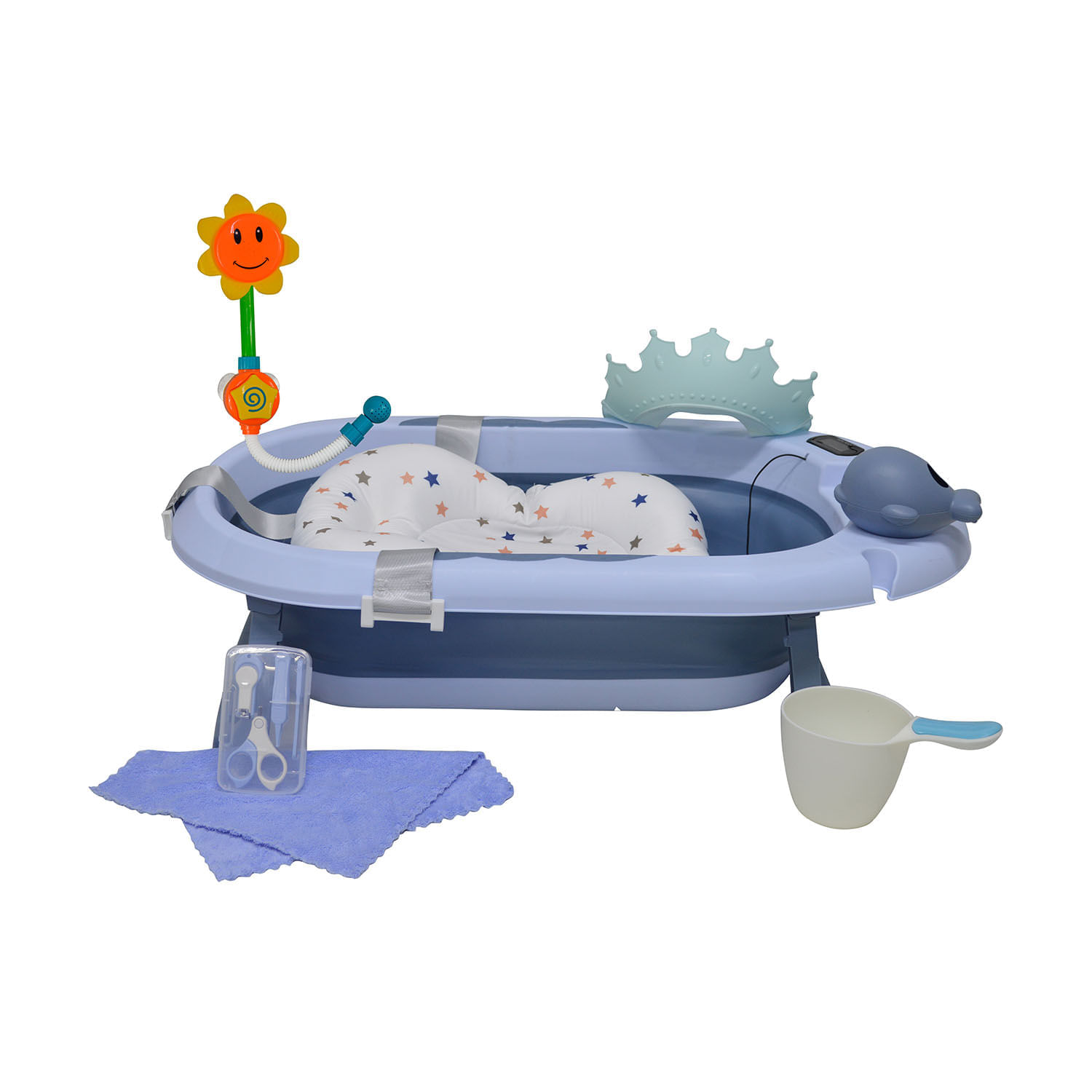 Bañera Baby Kits Jelly Spa Celeste + Accesorios De Baño