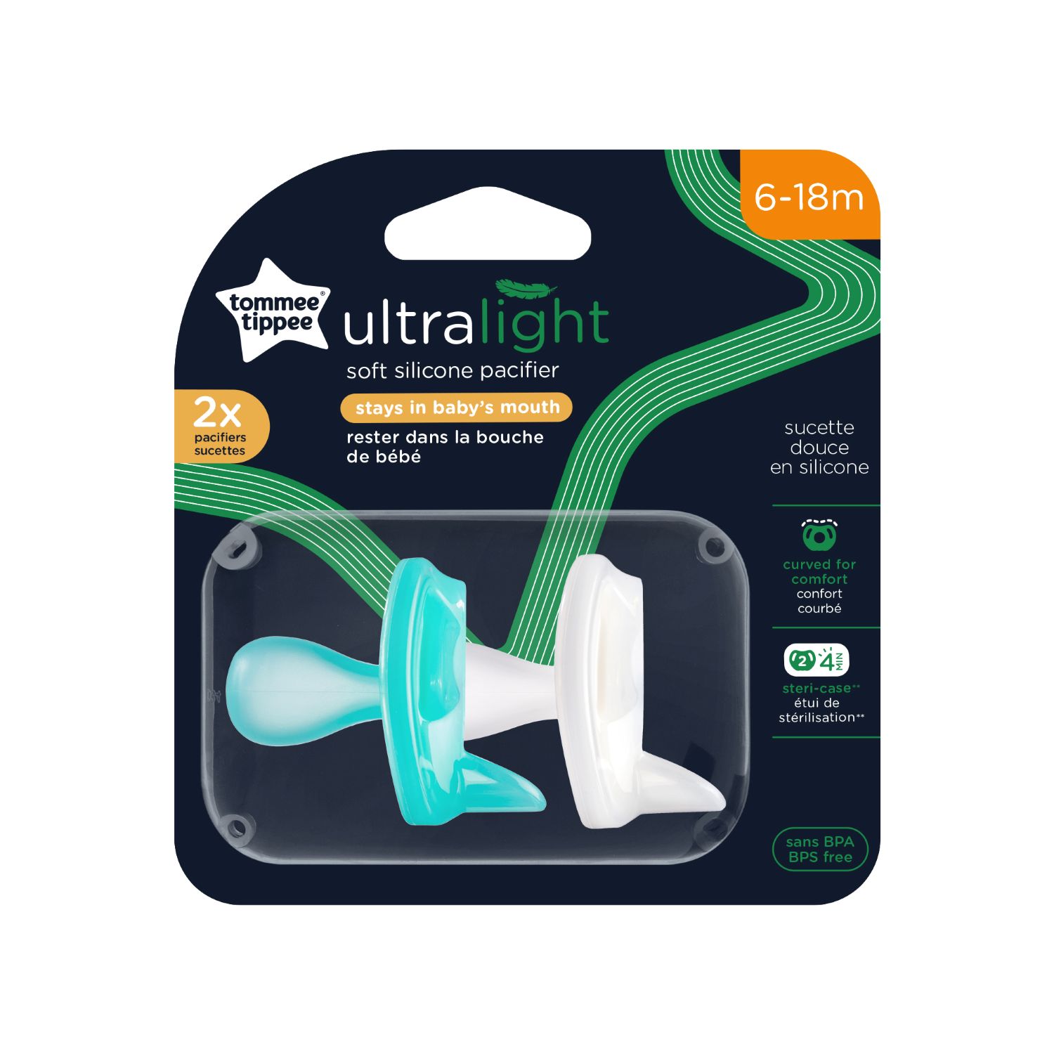 Pack X2 Chupones Tommee Tippee Ultra Light 6-18M Verde