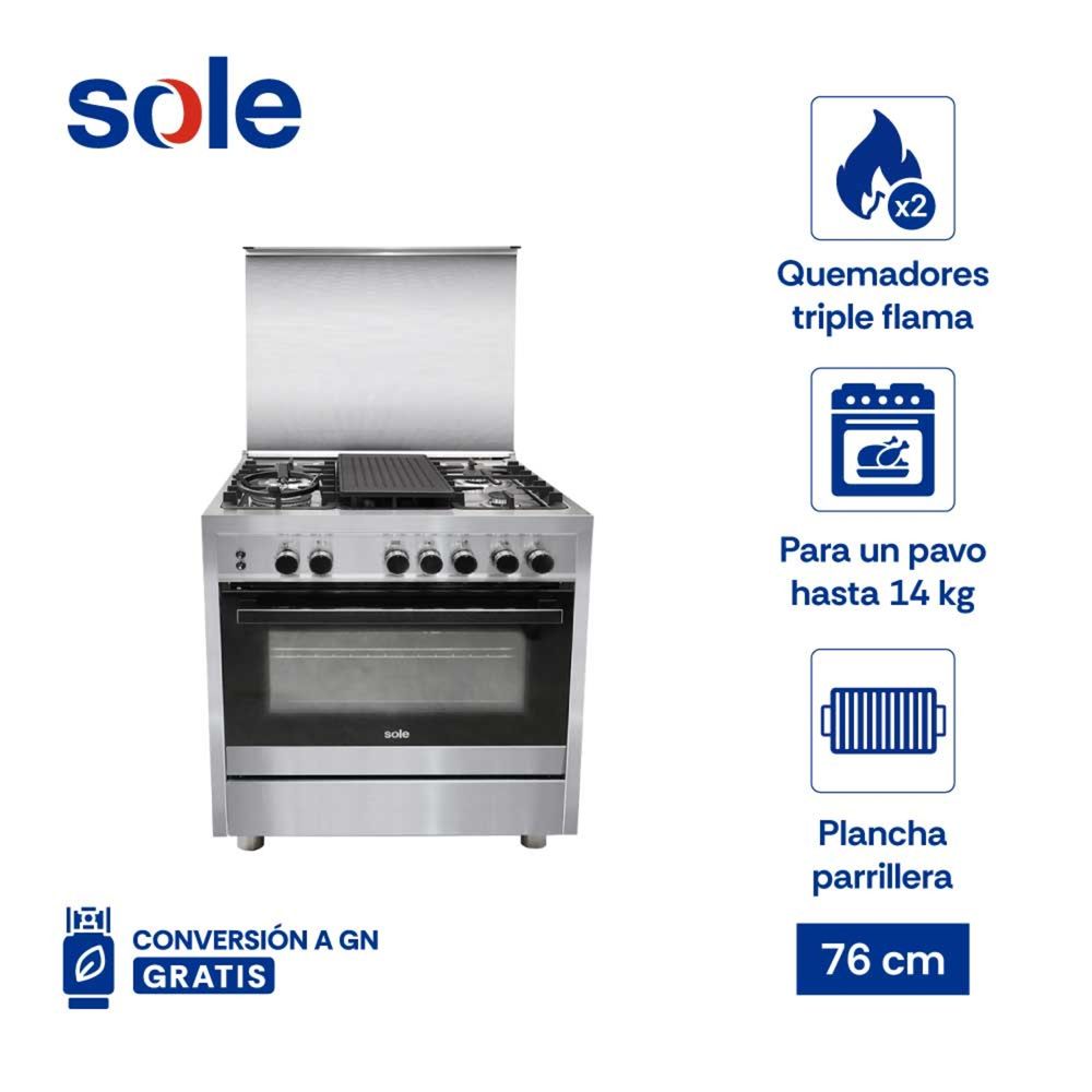 Cocina de Pie Sole a Gas 5 Quemadores Bali 5h 76cm Cosol040