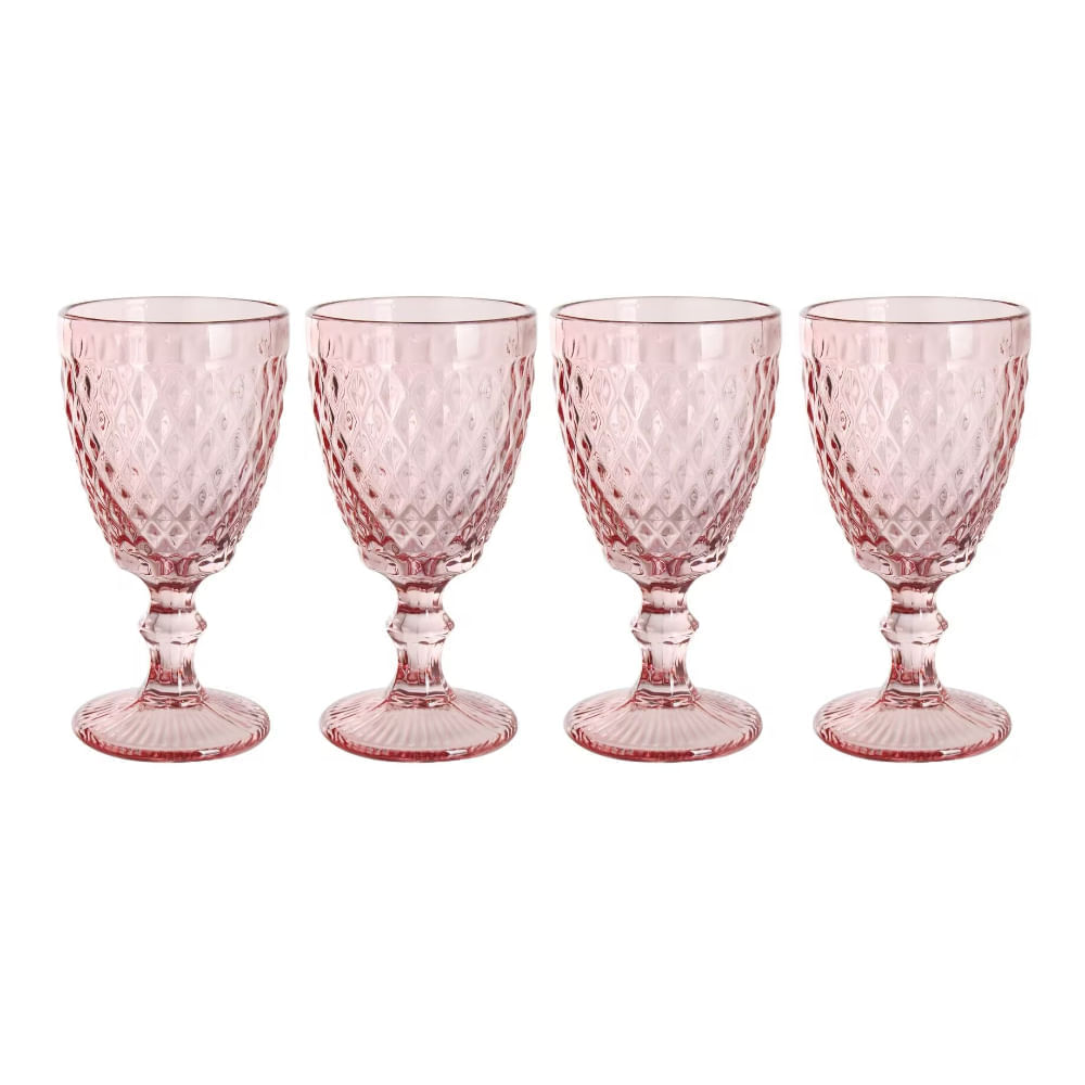 Set X4 Copa Vidrio Rosado