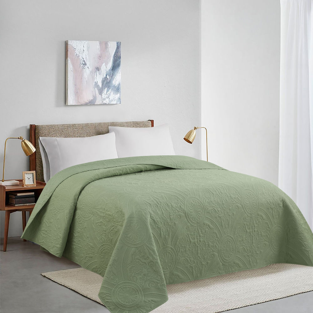 Cubrecama PV26 Ultrasonic Solido Verde