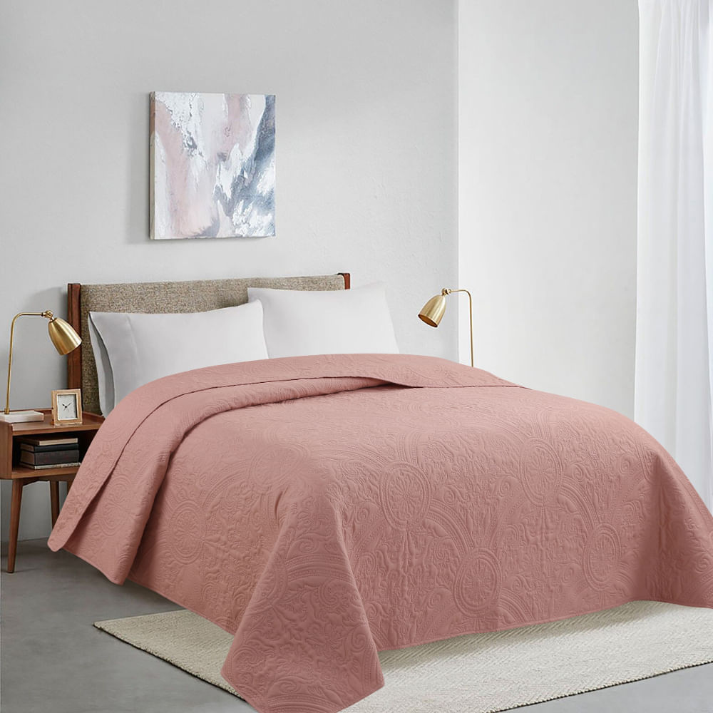 Cubrecama PV26 Ultrasonic Solido Rosado