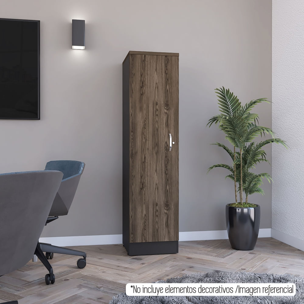 Biblioteca Home Office 1 Puerta - Coñac/Negro