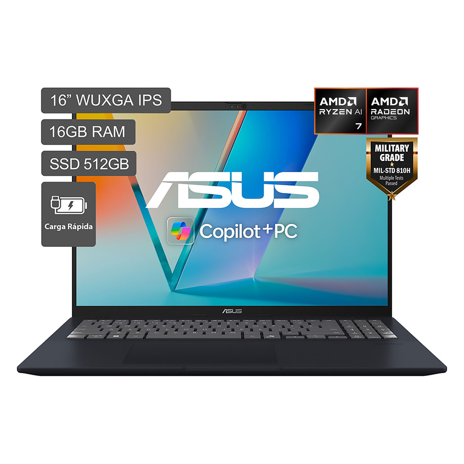 Laptop ASUS Vivobook 16 AMD Ryzen AI 7 350 16"" 512GB SSD 16GB RAM (hasta 50 TOPS)