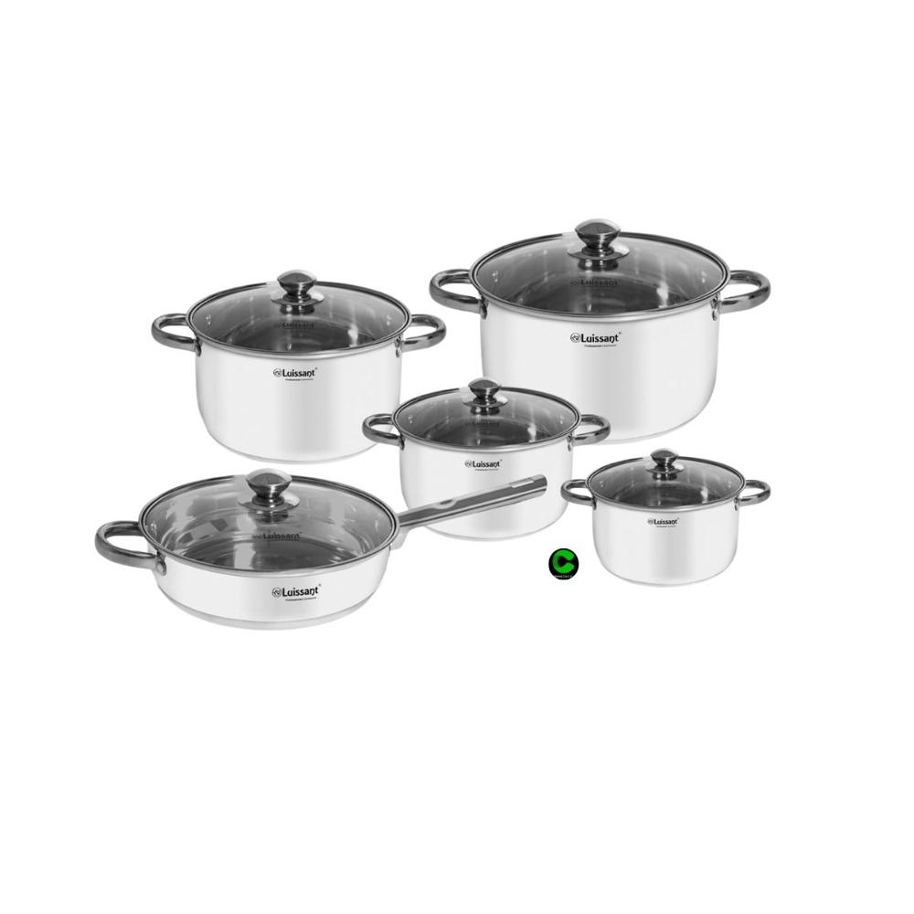 Juego de ollas LUISSANT Acero Inoxidable LU-8272E 10 Pzs