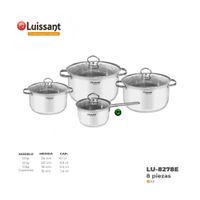 Juego de ollas LUISSANT Acero Inoxidable LU-8278E 8 Pzs