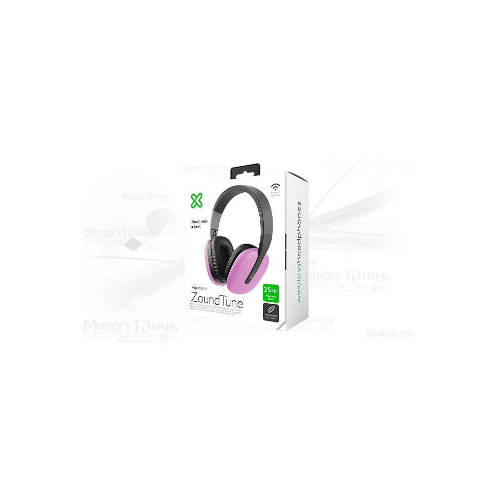Klip Xtreme KWH-010PR -Auriculares Inalámbricos para Audio, Teléfonos y Dispositivos Portátiles