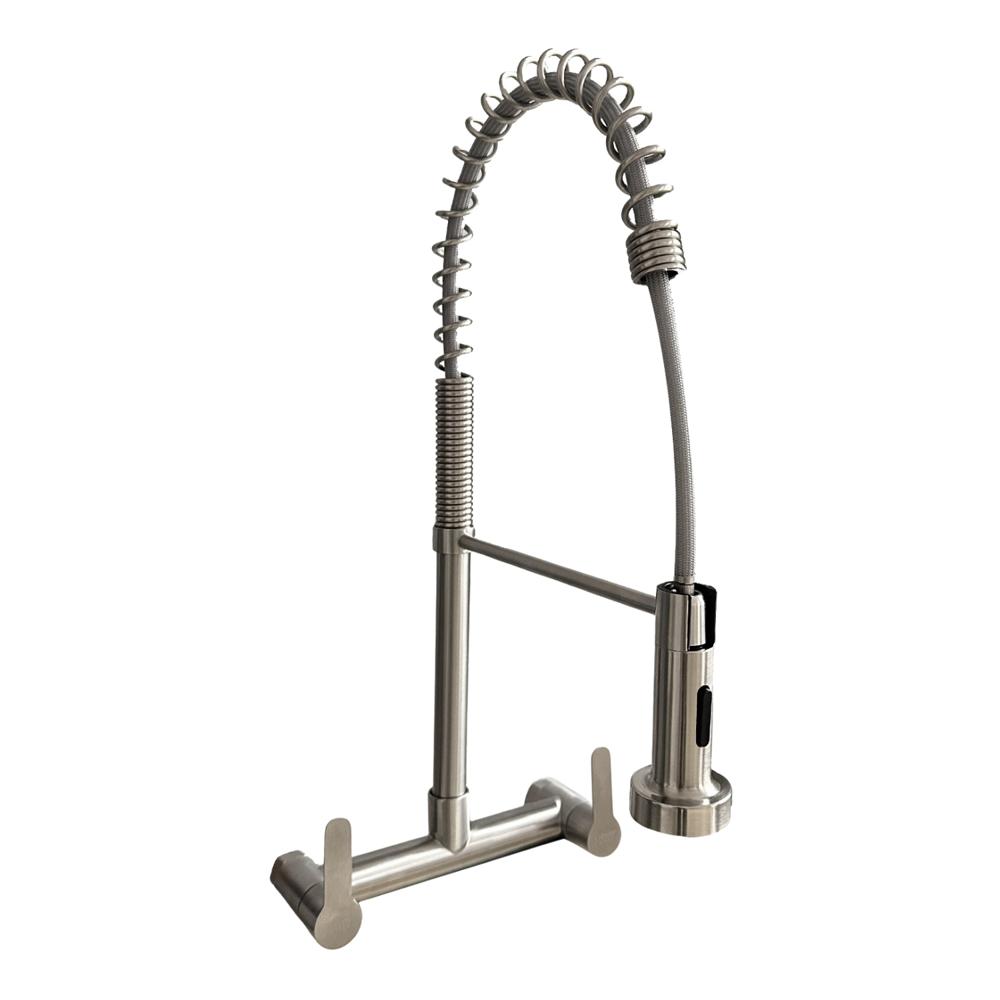 GRIFERÍA BICOMANDO DE PARED EN ACERO INOXIDABLE 304 SATINADO