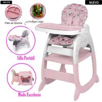 Silla Carpeta Hi Baby Gato 3 en 1 Rosado con Plato y