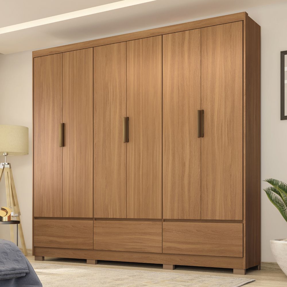 Ropero Paul 6 Puertas 3 Cajones Almendra Off White