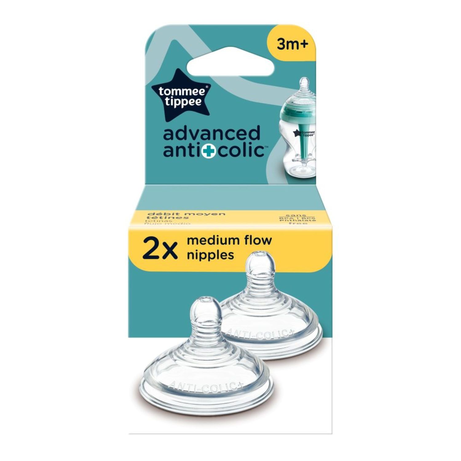 Pack X2 Tetinas Tommee Tippee Anticólico Avanzado Flujo Medio