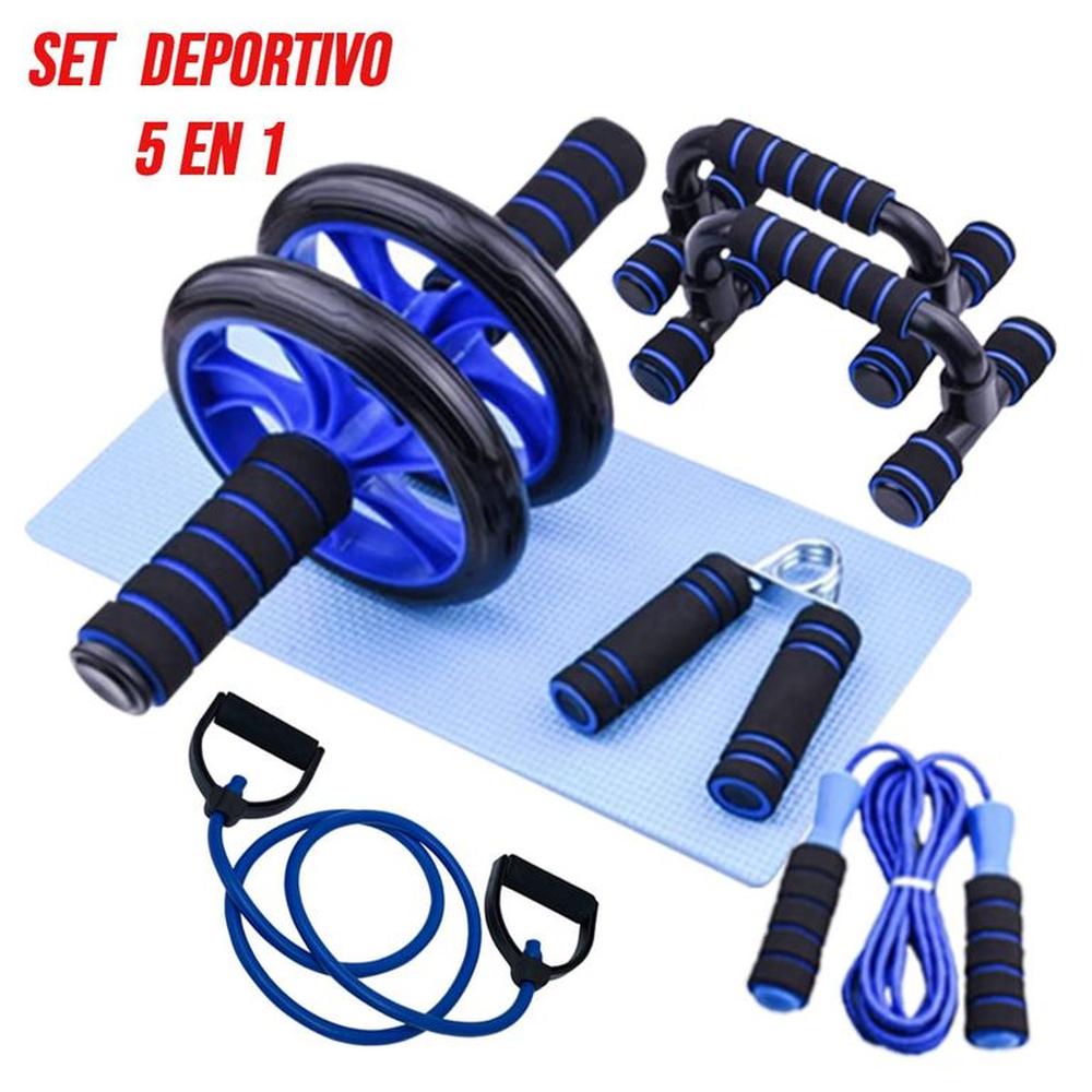 Set Deportivo Rueda 5 en 1 + Push Up + Liga + Grip
