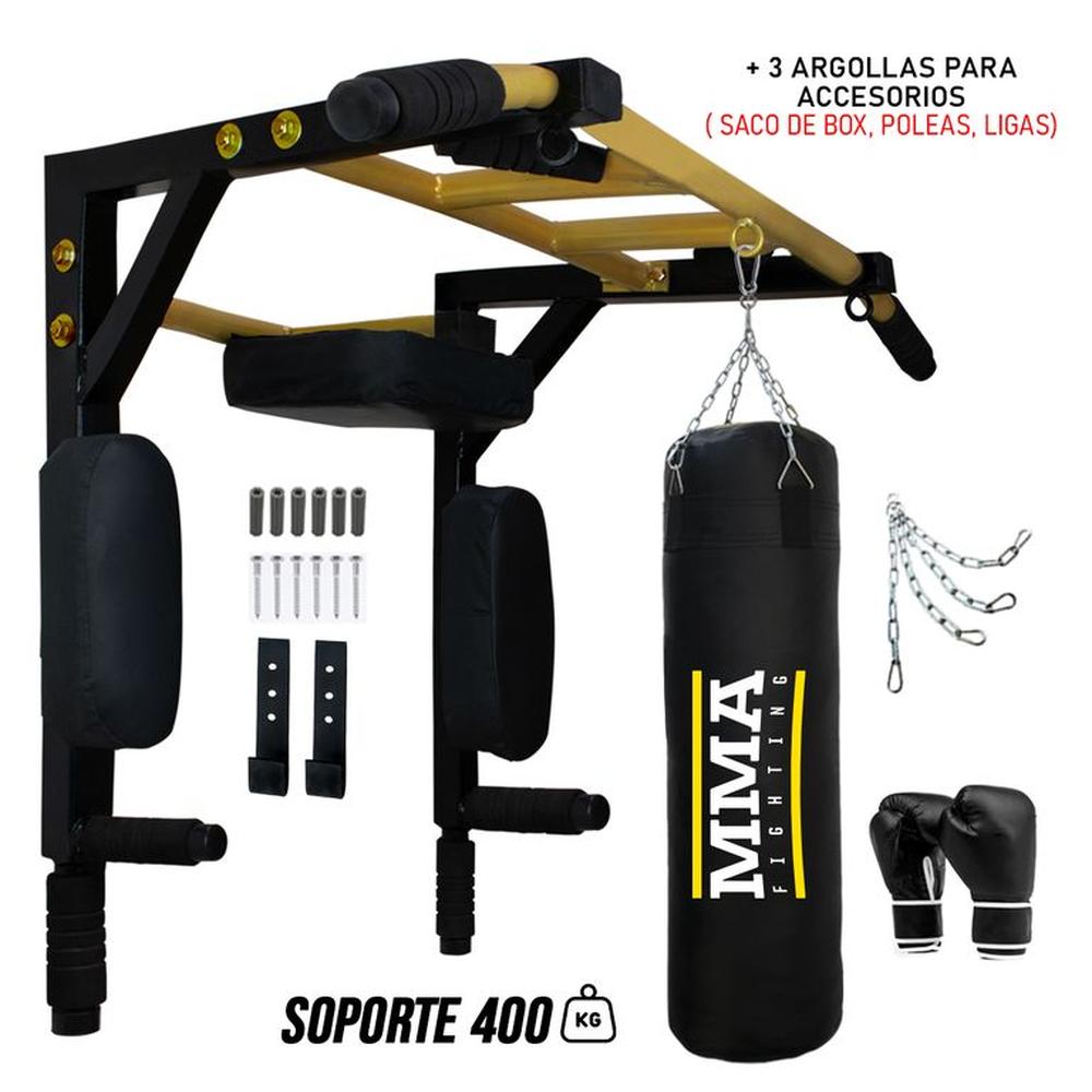 Barra Multifuncional 30 en 1 + Saco Box + Guantes + Cadena