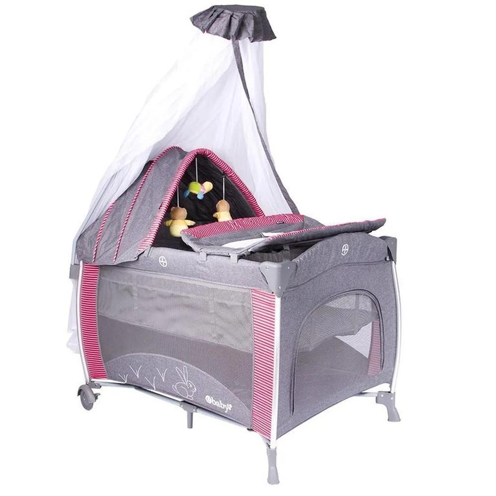 Cuna Corral Aluminio Ebaby NOA 780 Con Tul Reina - Rojo