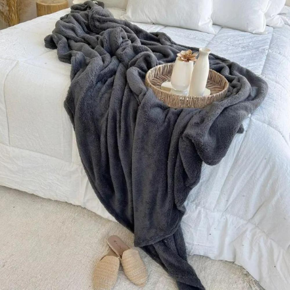 Manta big teddy plomo 170x200