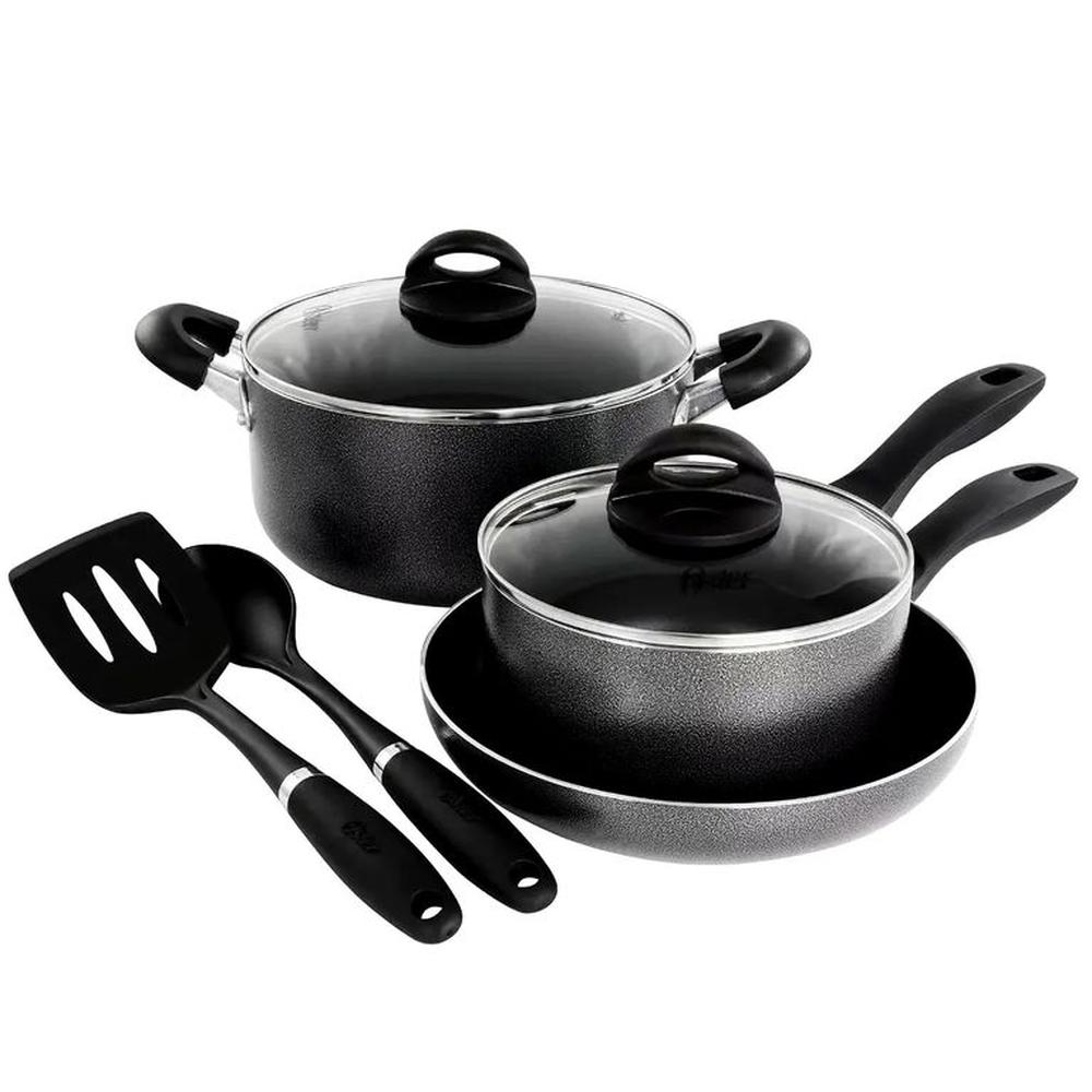 Juego de Ollas aluminio antiadherente 7 piezas Clairborne Oster gris