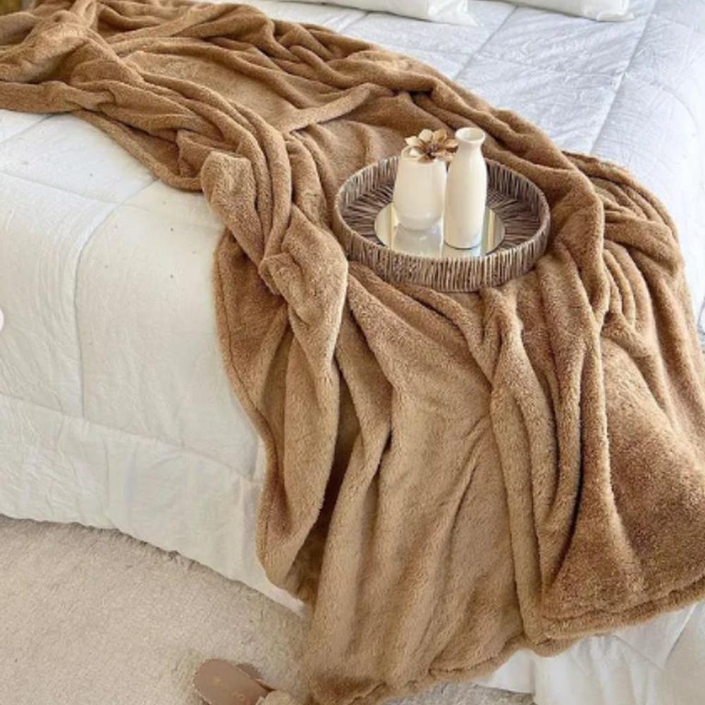 Manta big teddy caramel 200x170