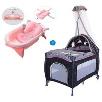 Cuna Corral Mecedora Ebaby sally 716 + Tina Plegable Rosado