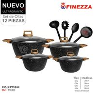 Juego de Ollas de Finezza Ultragranito FZ-X1716M de 12 Pzs.