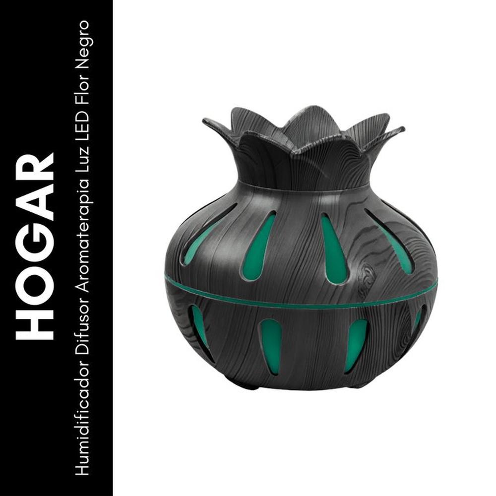 Humidificador Difusor Aromaterapia Luz LED Flor Negro