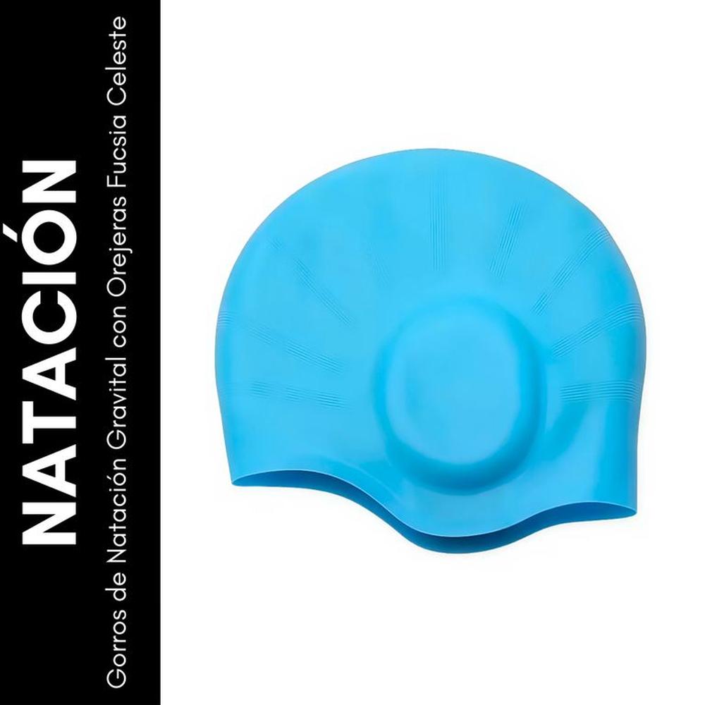 Gorro De Natacion Silico Con Orejera Gravital Celeste