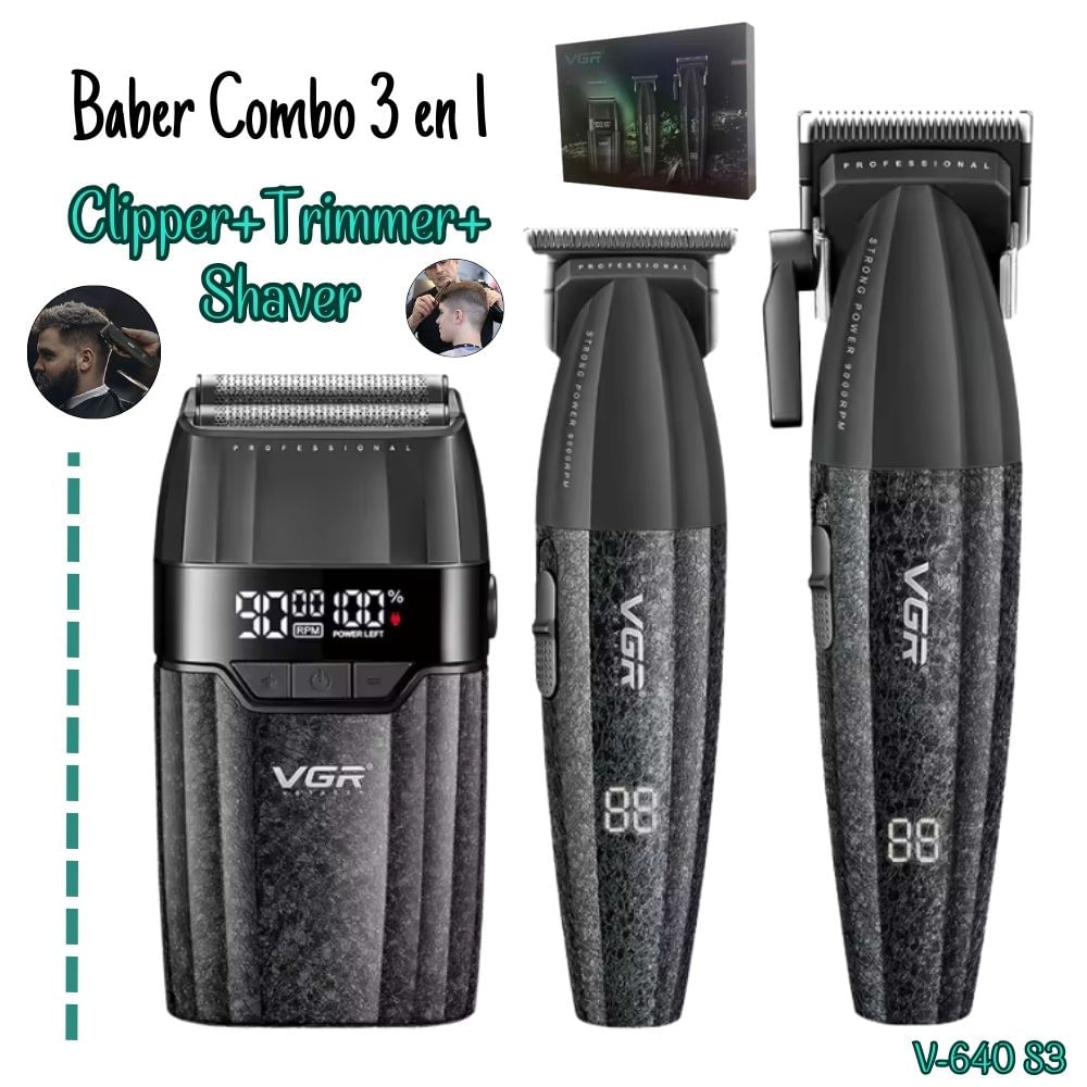 Tricombo Barber VGR Clipper + Trimmer + Shaver V-640 S3