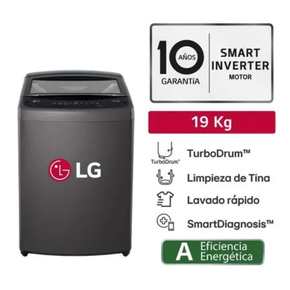 Lavadora LG 19 Kg Carga Superior WT19BVTB Negro Claro