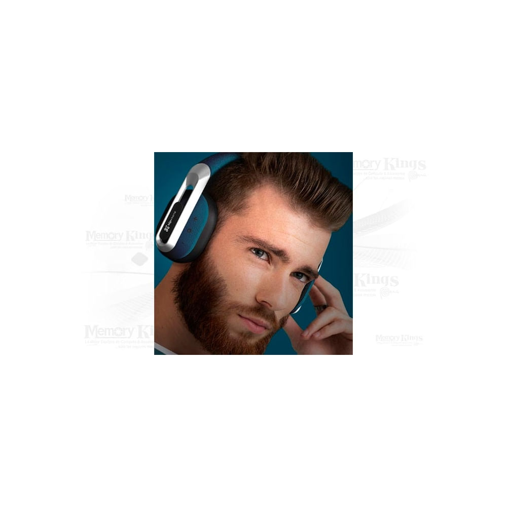 Auriculares Bluetooth Klip Xtreme KWH-750, color azul, sonido envolvente y diseño cómodo.