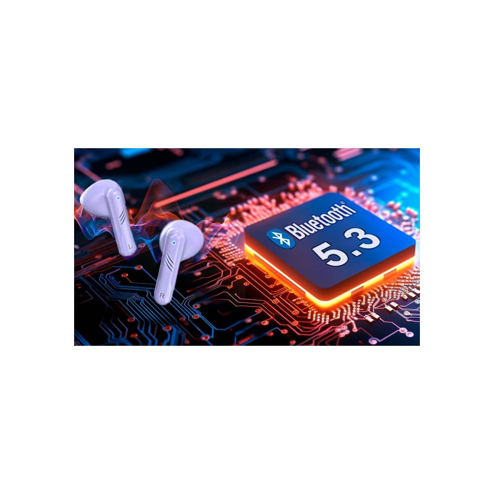 Audífonos Genius HS-M905BT True Wireless, con micrófono, color lila, conectividad Bluetooth 5.0.