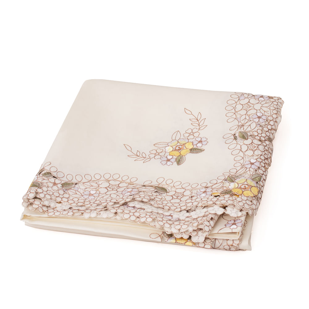 Mantel Rectangular Para 8 Sillas De  Poliester Beige 270Cm