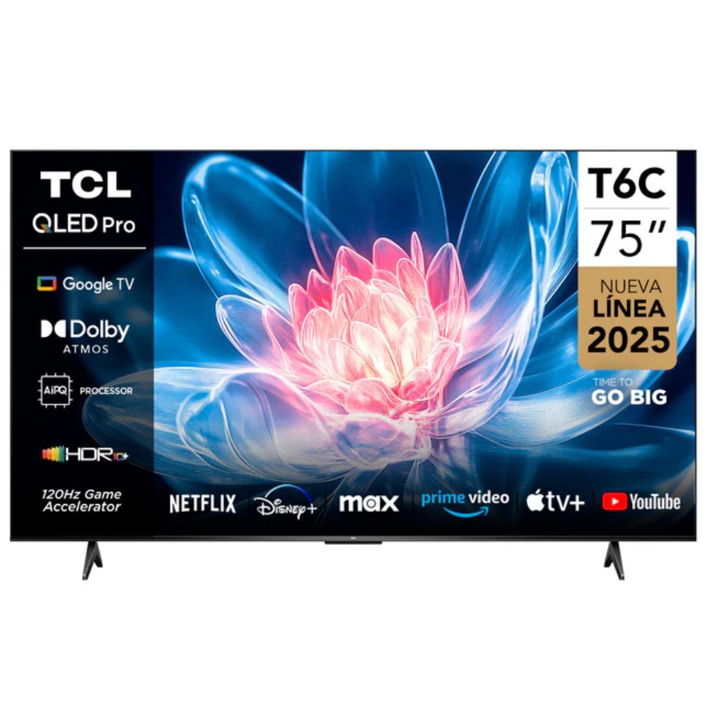 TELEVISOR TCL QLED 75"" UHD 4K SMART TV GOOGLE 75T6C-2025