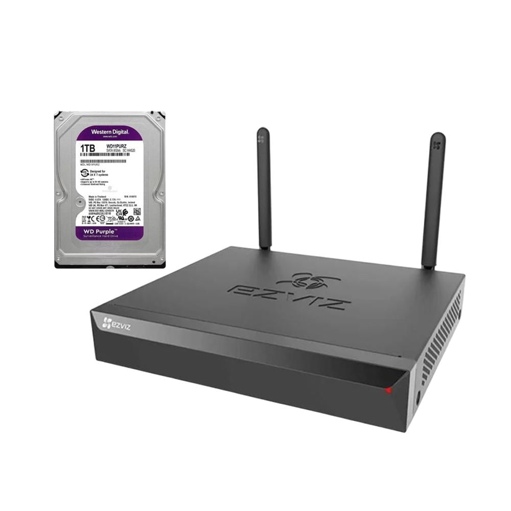 NVR Wifi X5S Ezviz 4 Canales Salida HDMI VGA Resolución Cámara 3K 1TB
