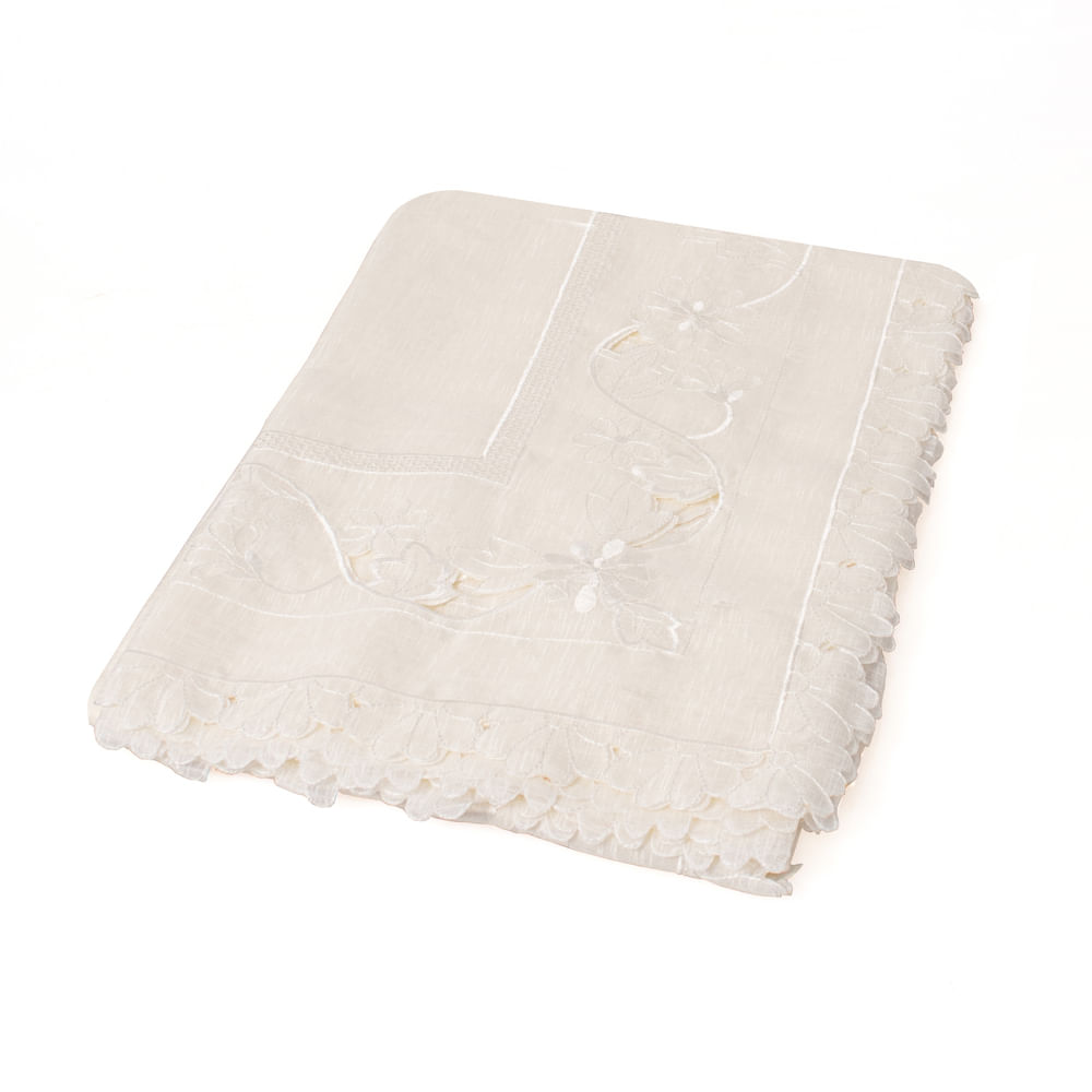 Mantel Rectangular Para 8 Sillas De Poliester Crema 274.32Cm