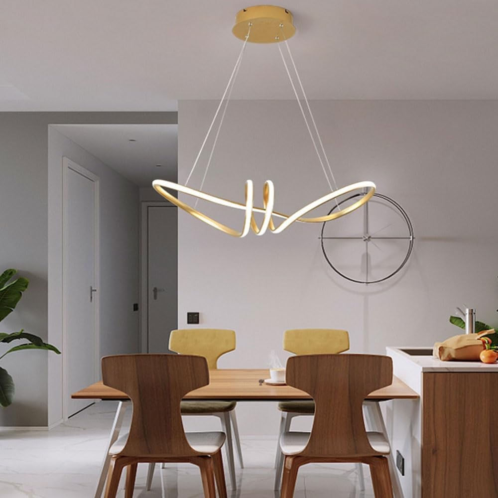 Lampara Colgante Led Moderna Dorado Incluye Control Remoto