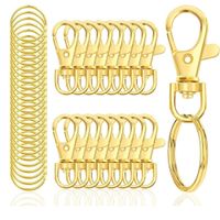 100 Ganchos Giratorio Mosqueton Mas 100 Anillos Aros de Llavero Dorado