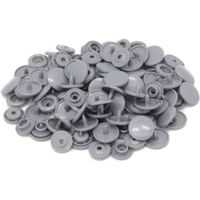 100 Set Snaps Plástico T5 12mm Botones Broches Plastico Color Gris Plata