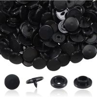 100 Set Snaps Plástico T5 12mm Botones Broches Plastico Color Negro