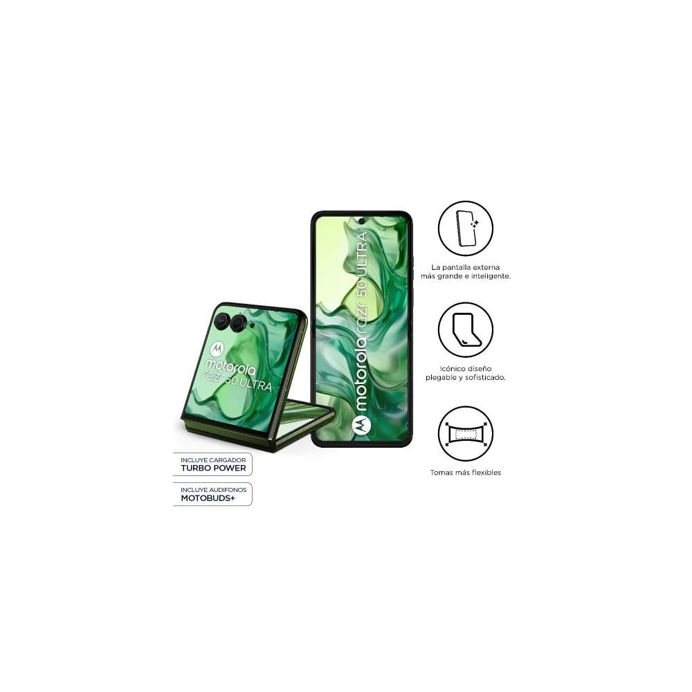 Motorola Razr 50 Ultra Verde - Smartphone 12GB RAM y 512GB, Diseño Elegante y Potente