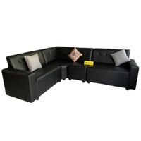 Sofá Seccional para Sala color Negro Sofá Modular - TEMEL