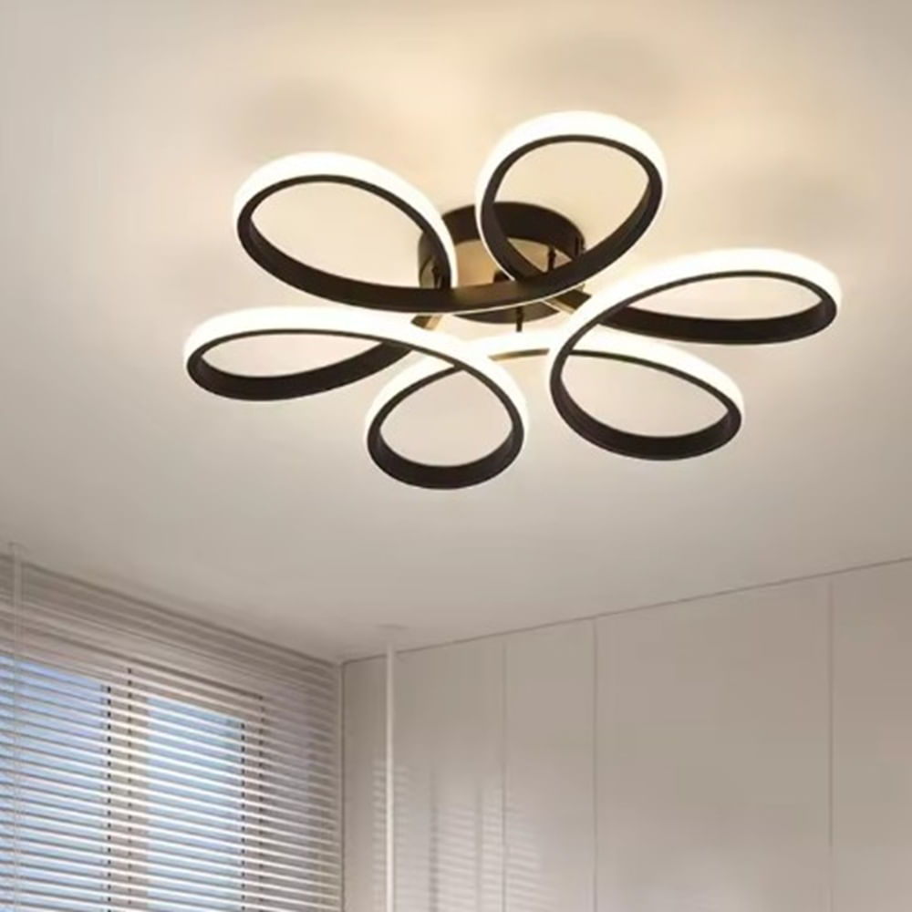 Lampara De Techo Led Flor Negro Incluye Control Remoto