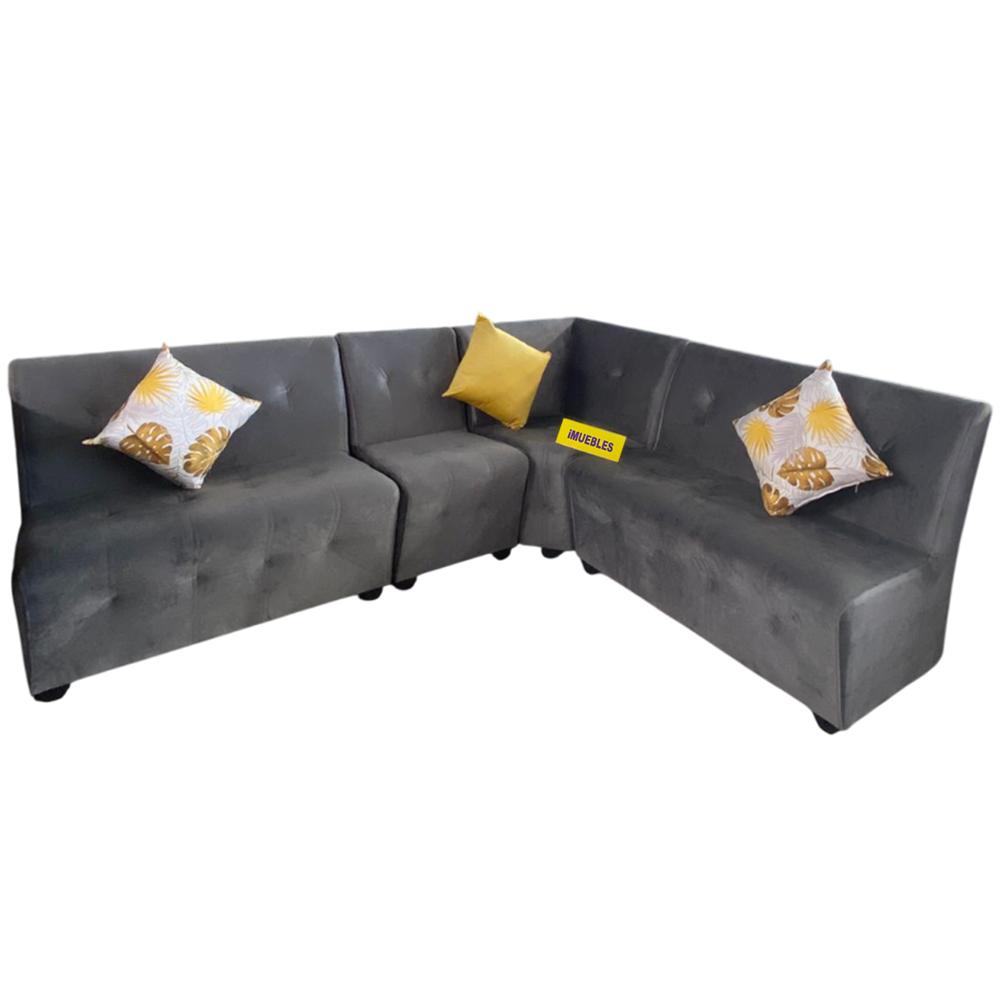 Juego Modular Sin Brazos Tela Sofá Seccional Para Sala Gris - TEMEL
