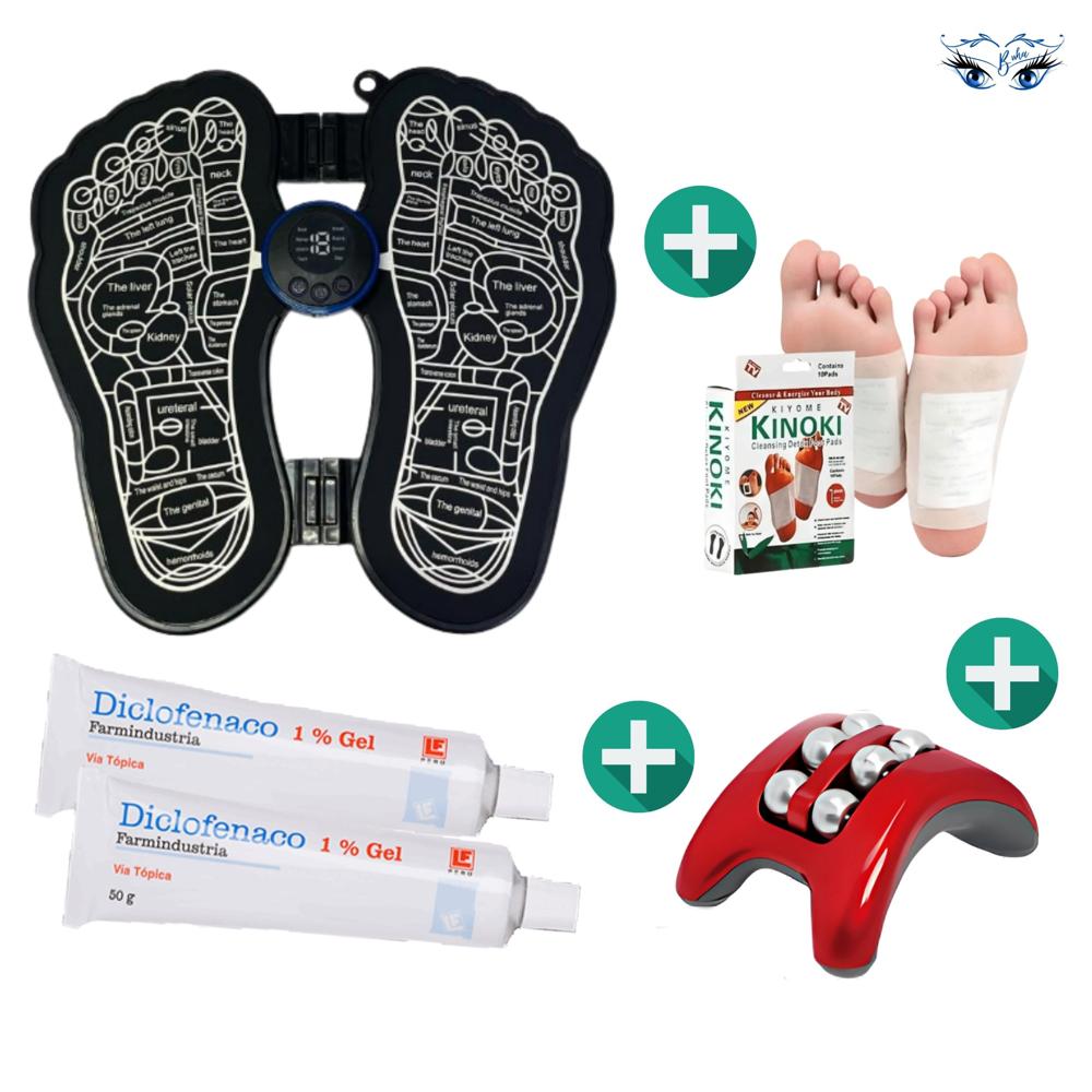 Super Pack Masajeador de Pies recargable con Rodillo con 2 Gel con Cj Parches