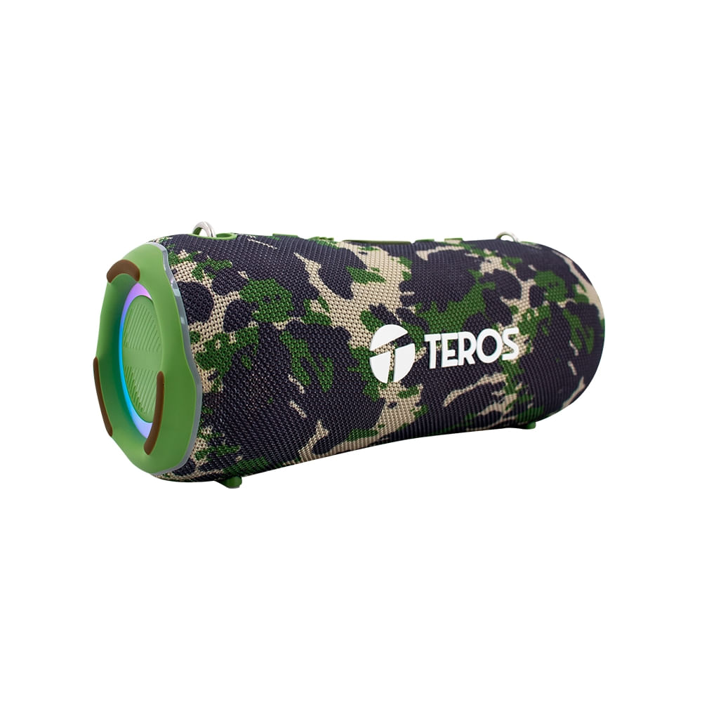 Parlante portátil TEROS TE-6046G de 40W verde militar camuflado - Potente sonido al aire libre